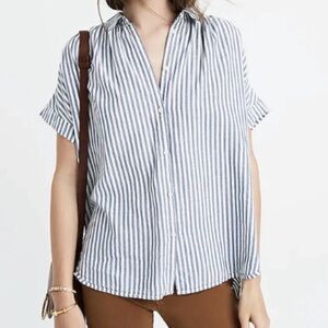Madewell Blue and White Striped Button Down Shirt